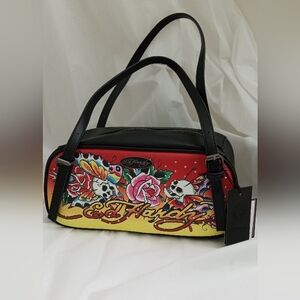 Ed Hardy Skulls, Roses, Butterflies, and Rhinestones East-West Shoulder Satchel